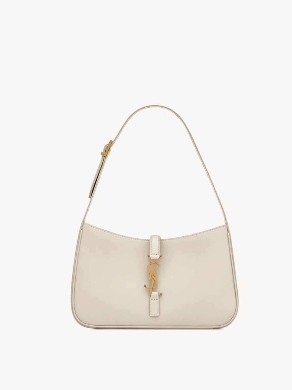 Saint Laurent Cream Leather Shoulder Bag with Gold YSL Logo